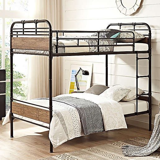Forest Gate Rustic Industrial Twin-Over-Twin Bunk Bed | buybuy BABY