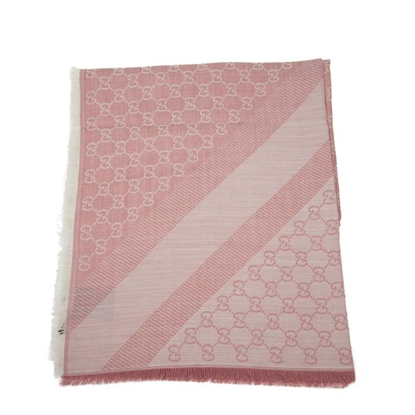 粉色丝绸羊毛混纺围巾