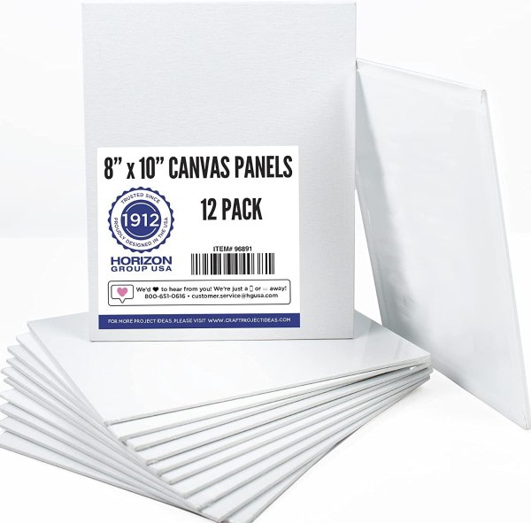 Horizon Group USA 8x10 Painting Panel Canvas Boards, Pack of 12