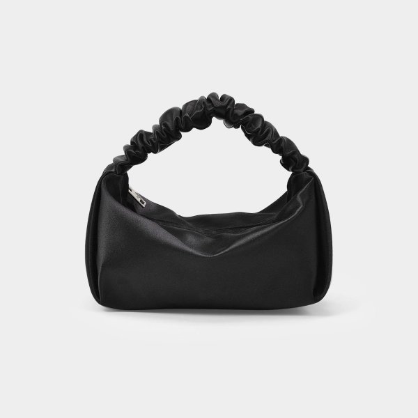 Baguette Bag Scrunchie Mini in Black Satin