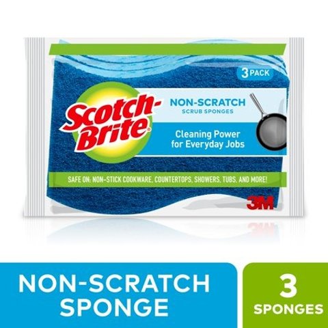 Non-Scratch Scrub Sponge, 3 Count