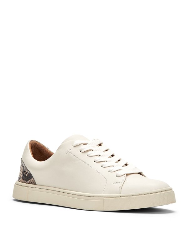 Ivy Mixed Leather Court Sneakers