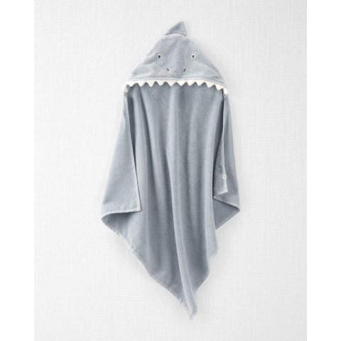 婴儿有机棉鲨鱼连帽浴巾
