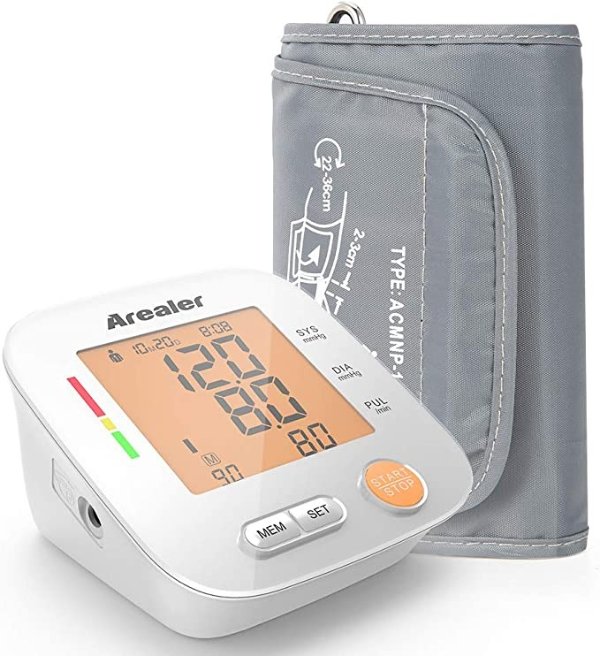 Blood Pressure Monitor Upper Arm, Digital Blood Pressure Machine for Pulse Rate, Automatic BP Monitor with Large Screen Display, 2 * 90 Memory, Bag and Batteries Included
