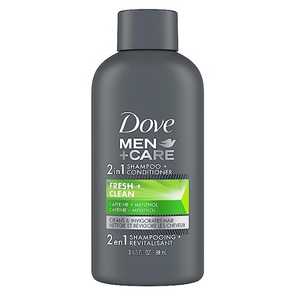 DOVE MEN + CARE Fortifying 2 in 1 Shampoo and Conditioner for Normal to Oily Hair Fresh and Clean with Caffeine Helps Strengthen Thinning Hair 3 oz