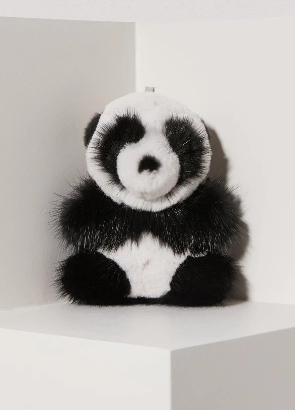 Panda mink fur keychain