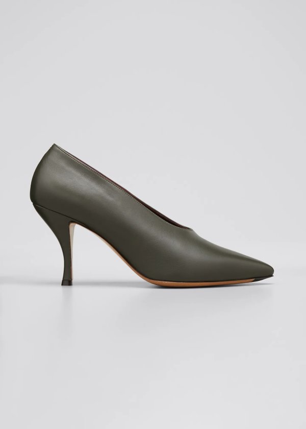 80mm Leather Pointed-Toe Pumps
