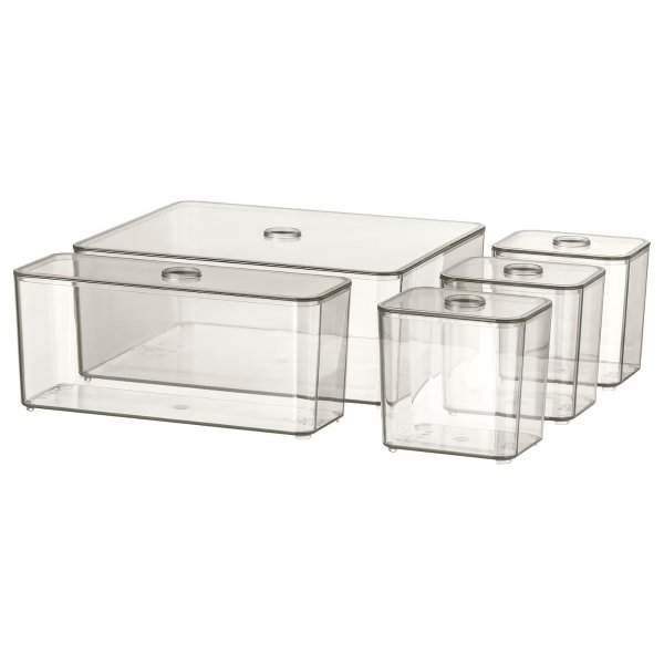IKEA GODMORGON 带盖透明收纳盒套装 5件