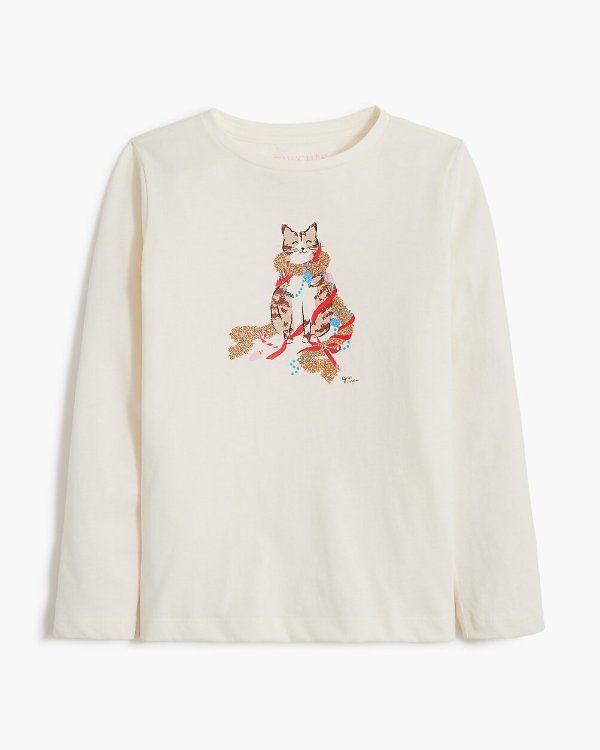 Girls' party cat graphic tee