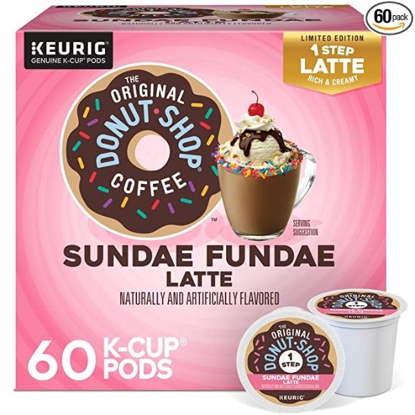 The Original Donut Shop Sundae Fundae One Step Latte, Keurig Single Serve K-Cup Pods, 60 Count