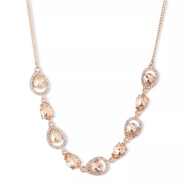 Rose Gold-Tone Pave & Pear-Shape Crystal Statement Necklace, 16" + 3" extender