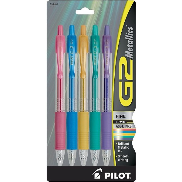G2 Metallics Gel Pen, Fine Point, Metallic Ink, 5/Pack (34404)