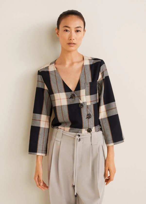 Buttoned check blouse - Women | OUTLET USA