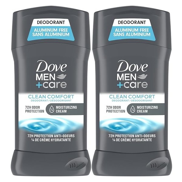 MEN + CARE Deodorant Stick Moisturizing Deodorant For 72-Hour Protection Clean Comfort Aluminum Free Deodorant For Men, 3 Ounce (Pack of 2)
