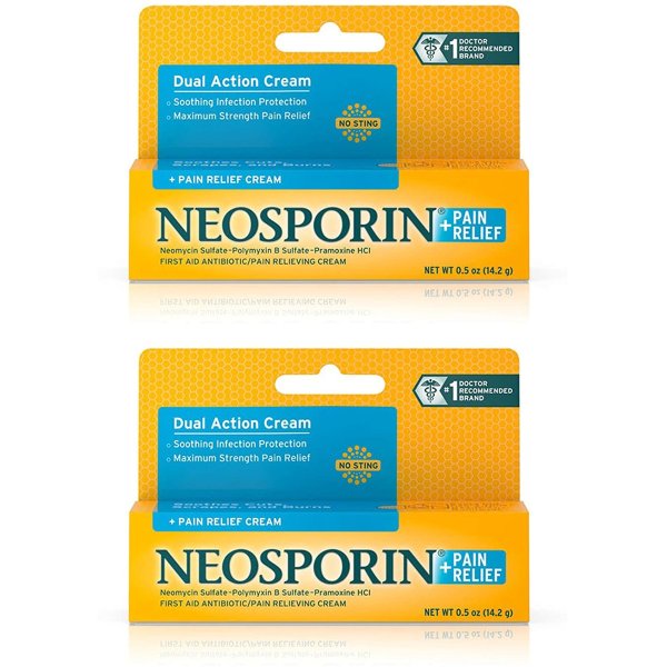 Neosporin + Maximum-Strength Pain Relief Dual Action Cream 5 oz (2 Pack)