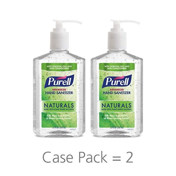 Advanced Hand Sanitizer Naturals with Plant Based Alcohol, Citrus Scent, 12 fl oz Pump Bottle (Pack of 2)- 9629-06-EC