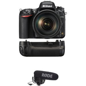 Nikon D750 + 24-120mm f/4G + Rode VideoMic Pro & MB-D16