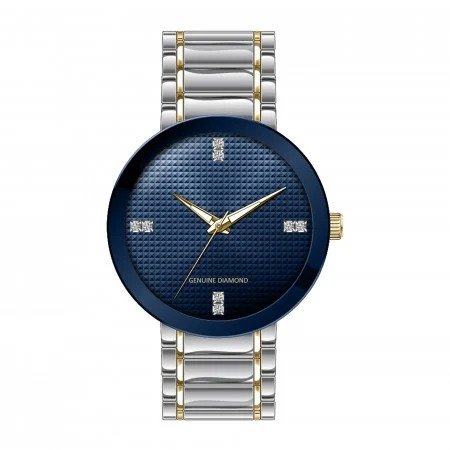 Men's Fashion Luxury Watch 1 / 10 Ct. Diamond Accent Quartz Movement Blue Dial es 03501N-18-J34