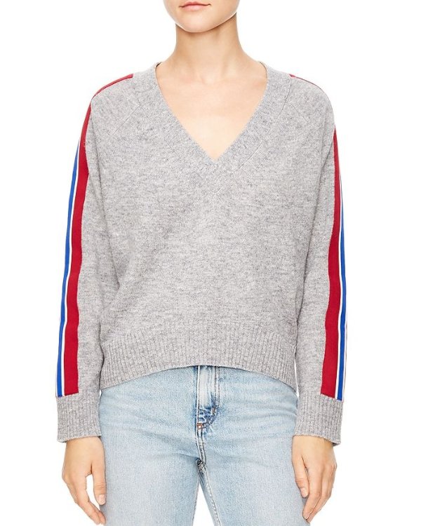 Briona Striped-Sleeve Sweater