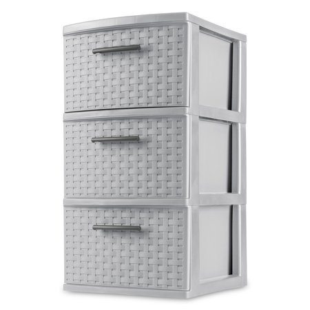 Sterilite, 3 Drawer Weave Tower, Cement, Case of 2
