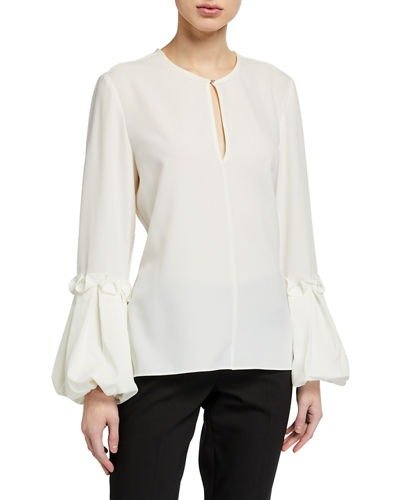Crepe Blouse With Bell Sleeves