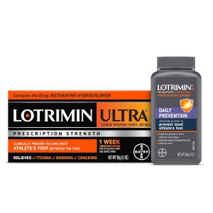 Lotrimin Ultra, One Week Athlete's Foot Cream, 1.1 Oz Tube with Daily Prevention Athlete's Foot Medicated Foot Powder, 1 Oz Bottle