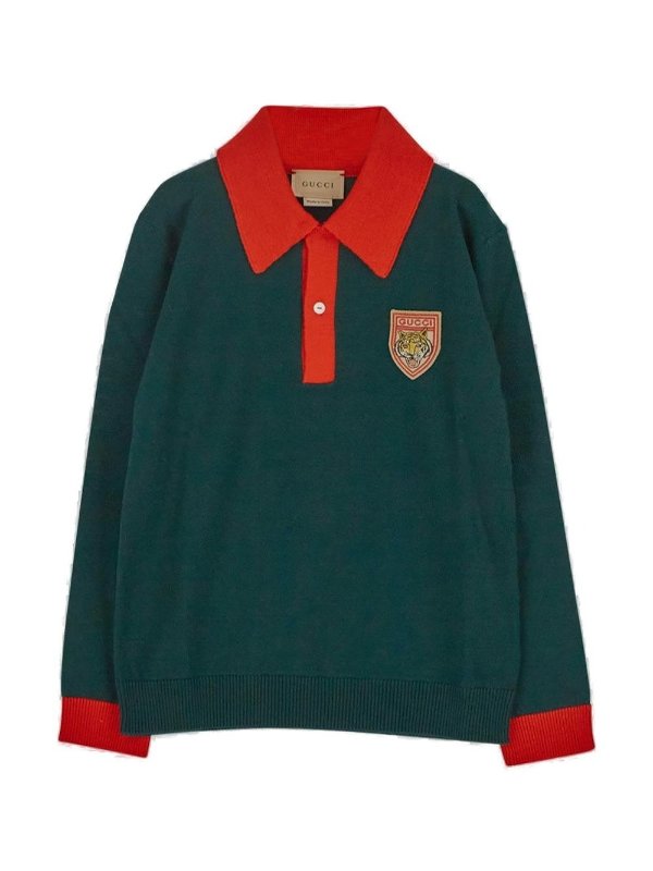 Logo Patch Long-Sleeved Polo Shirt