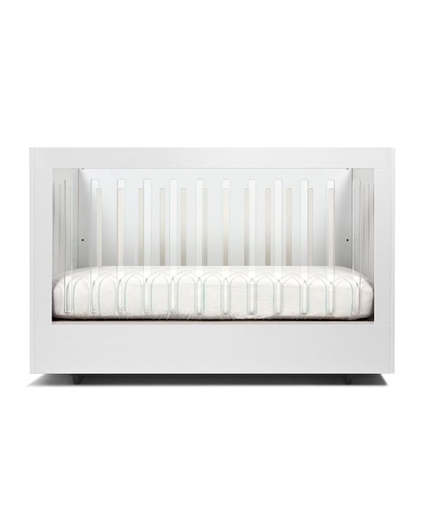 Roh Crib with 1 Acrylic Side, White