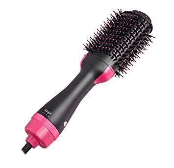 One Step Hair Dryer and Volumizer, Salon Hot Air Paddle Styling Brush Negative Ion Generator Hair Straightener Curler for All Hair Types