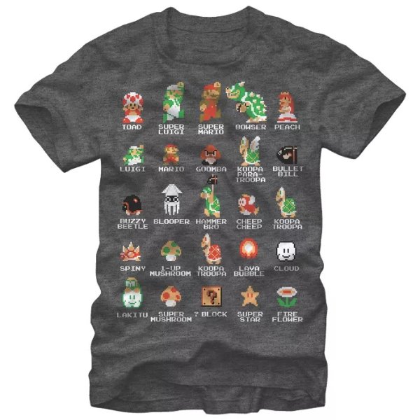 Men's Super Mario Bros Character Guide T-Shirt