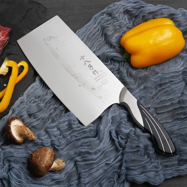 7 Inch Chinese Kitchen Knife Vegetable Knife Professional Chef Knife with Stainless Steel Full Tang Cast Steel Handle