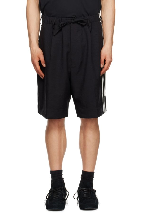 Black 3-Stripe Shorts
