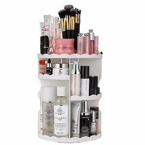 Jerrybox 360 Degree Rotating Makeup Organizer; Adjustable, Multi-Function Cosmetic Storage Box