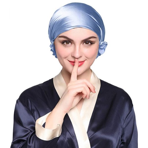 Silk Sleeping Cap for Hair Stretchy -Night Cap- for Women 100 Real Silk Bonnet Sleep Cap- for Curls