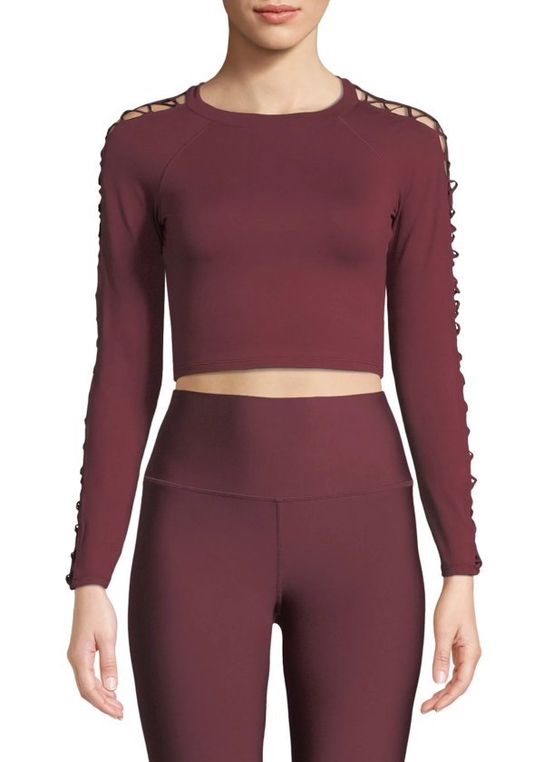 Highline Fitted Crop Top w/ Lace-Up Sleeves