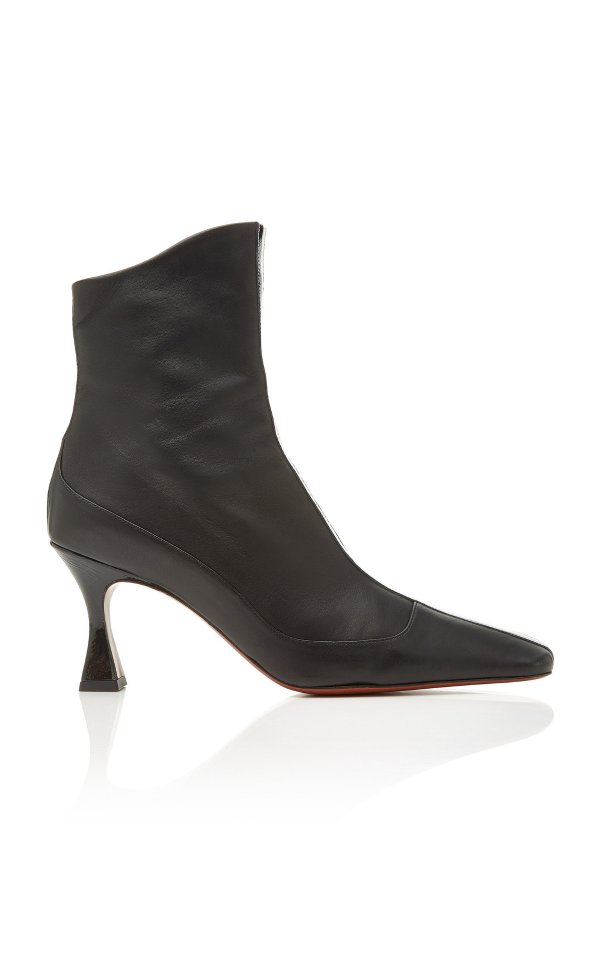 Duck Patent Leather-Trimmed Ankle Boots