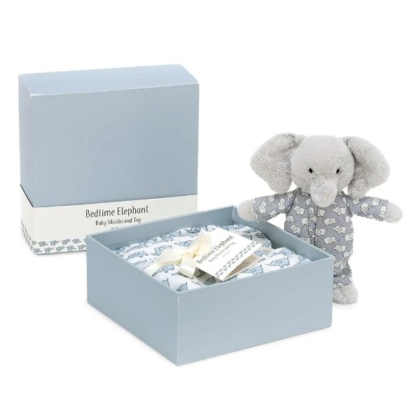 Baby's Bedtime Elephant Muslin & Toy Set