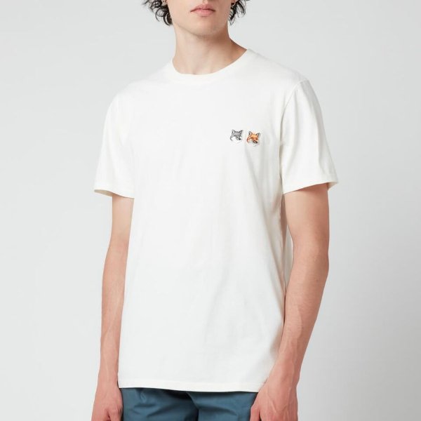 Unisex Double Fox Head Patch T-Shirt - Latte