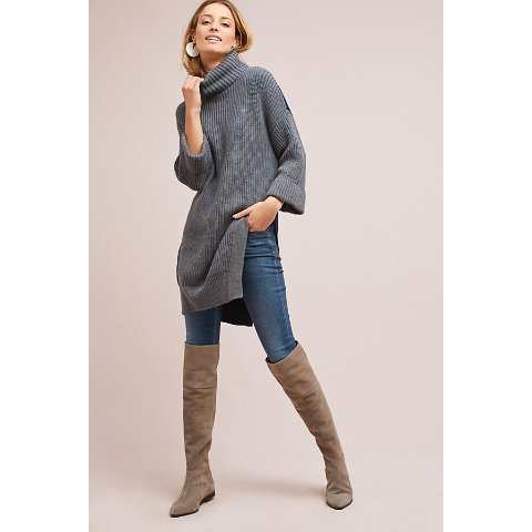 Cuffed-Sleeve Turtleneck Tunic