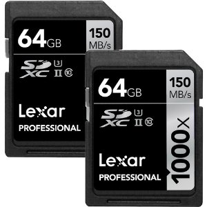 Lexar 64GB 专业级 1000x UHS-II SD卡 2张套装
