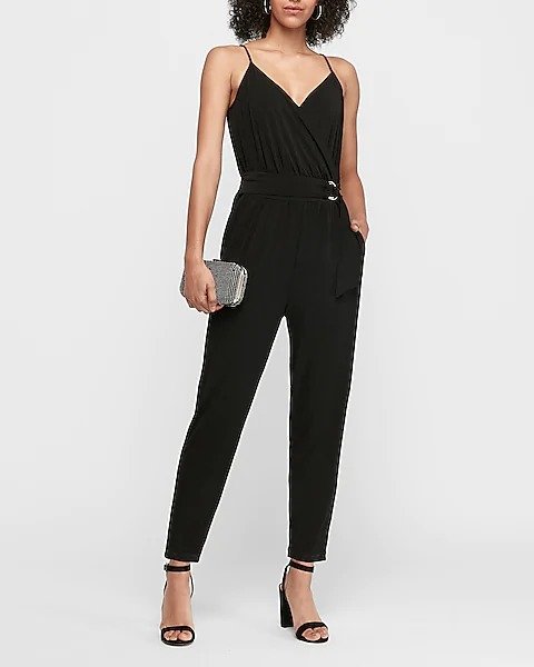 Wrap Front Belted Utility Jumpsuit
