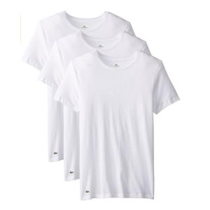 Lacoste 男士白色皮马棉圆领T恤3件套（S、L码）