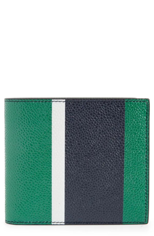 Stripe Leather Billfold Wallet