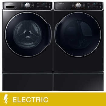 5.6 Cu. Ft Front Load Washer with SuperSpeed 9.5CuFt Electric Dryer with Multi Steam Technology