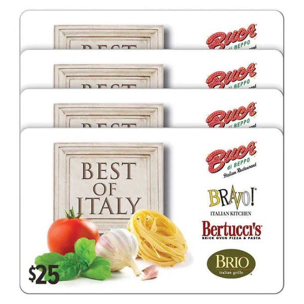 Best of Italy Four $25 E-Gift Cards