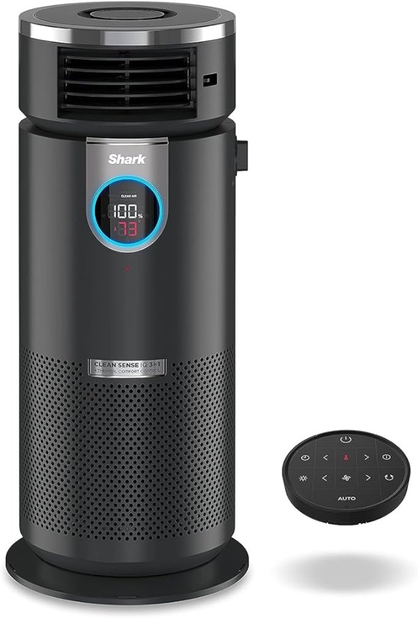 HC451 3-in-1 Clean Sense Air Purifier, Heater & Fan, HEPA Filter, 500 Sq Ft, Oscillating, Small Room, Bedroom, Office, Captures 99.98% of Particles for Clean Air, Dust, Smoke & Allergens, Black