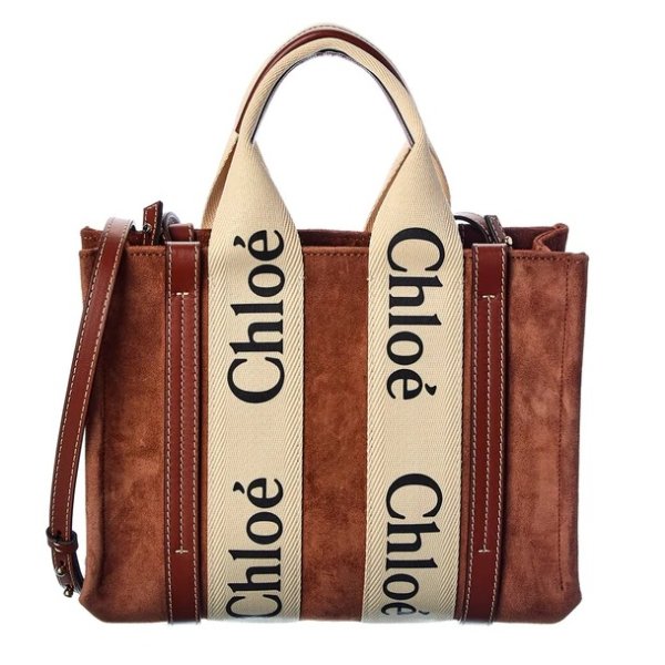 Chloe Woody Small Suede & Leather Tote