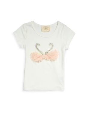 Little Girl's Cotton-Blend Embellished Swan Tee