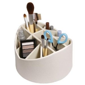 Stock Your Home Cream Desk Organizer Makeup Brush Holder Rotating Storage Caddy