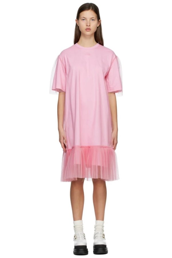 Pink Tulle Overlay Dress